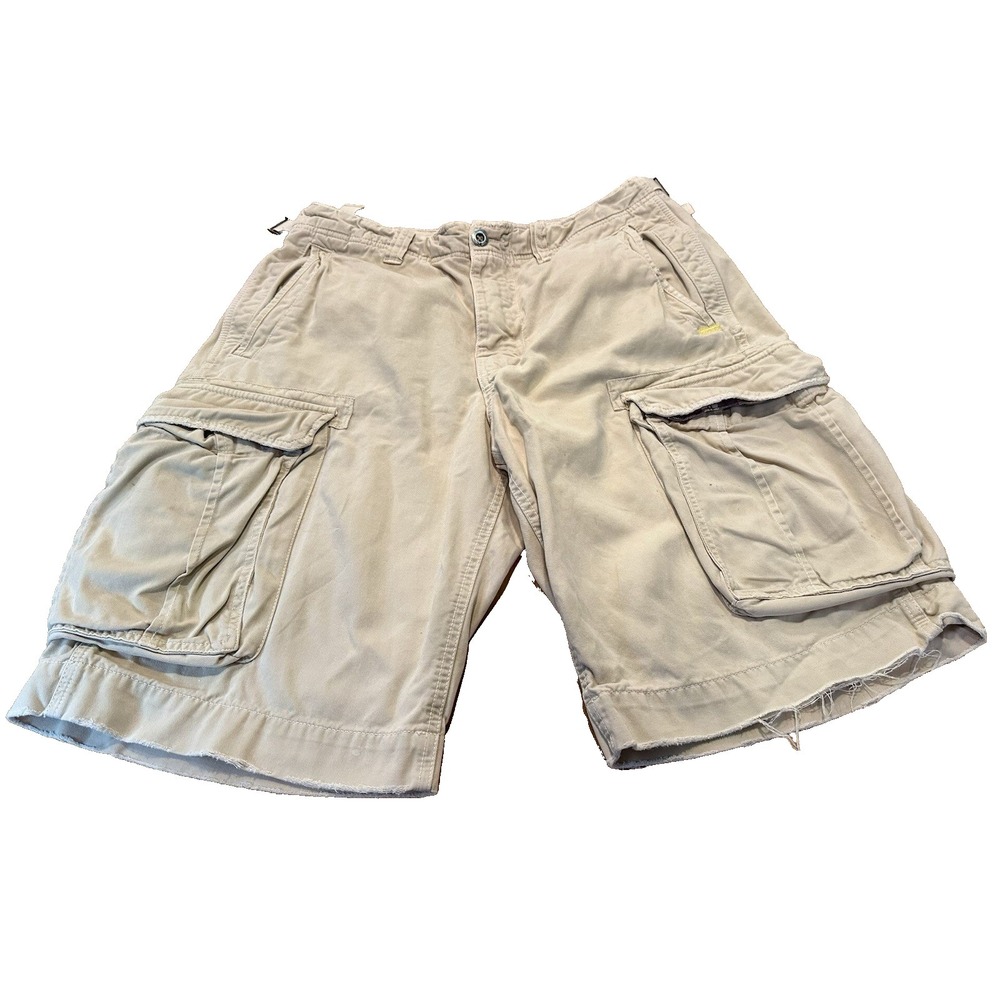 Vintage American Eagle Y2K Mens Distressed Cargo Shorts Heavy Weight Size 34